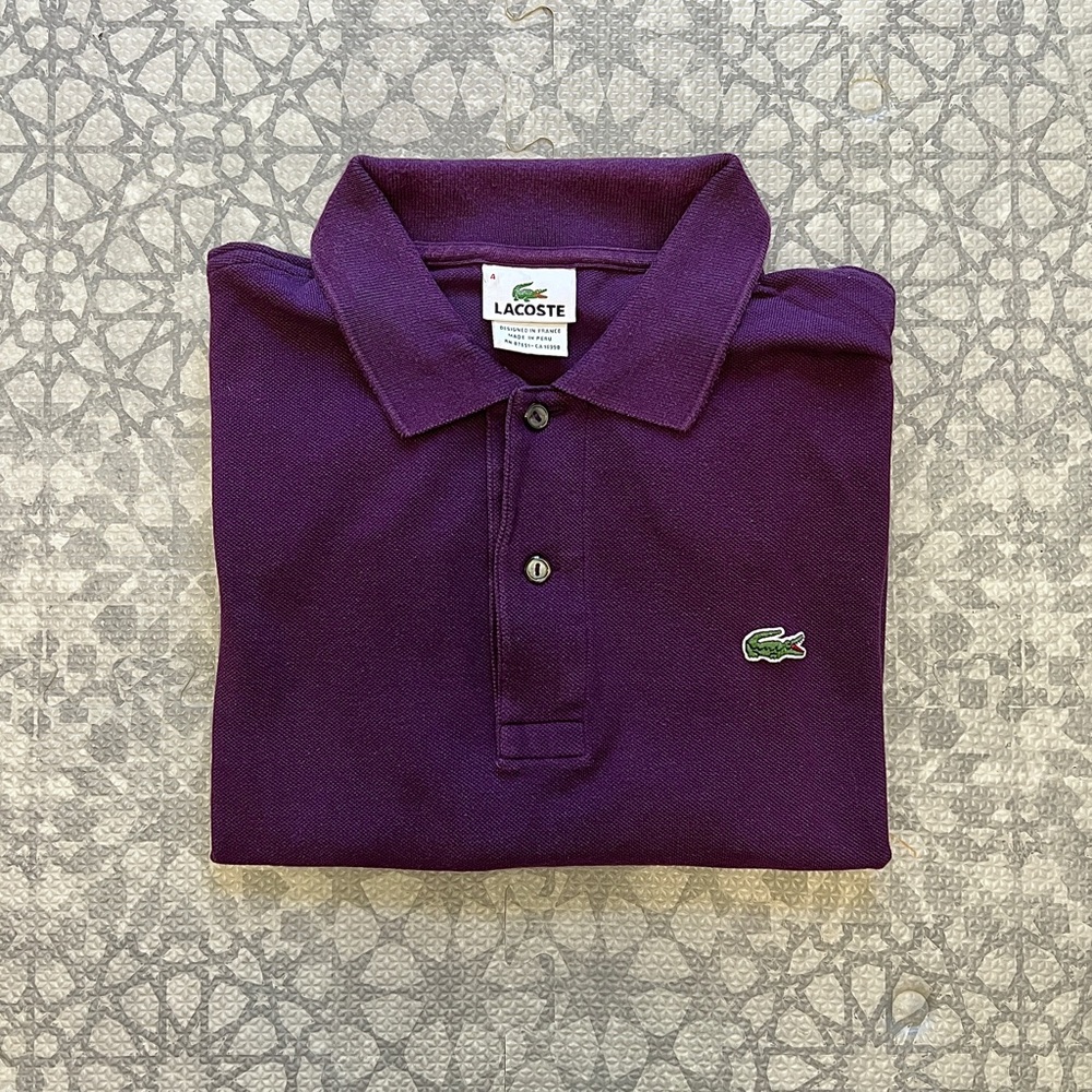 MENS Lacoste Pique Polo Shirt PURPLE SZ 4